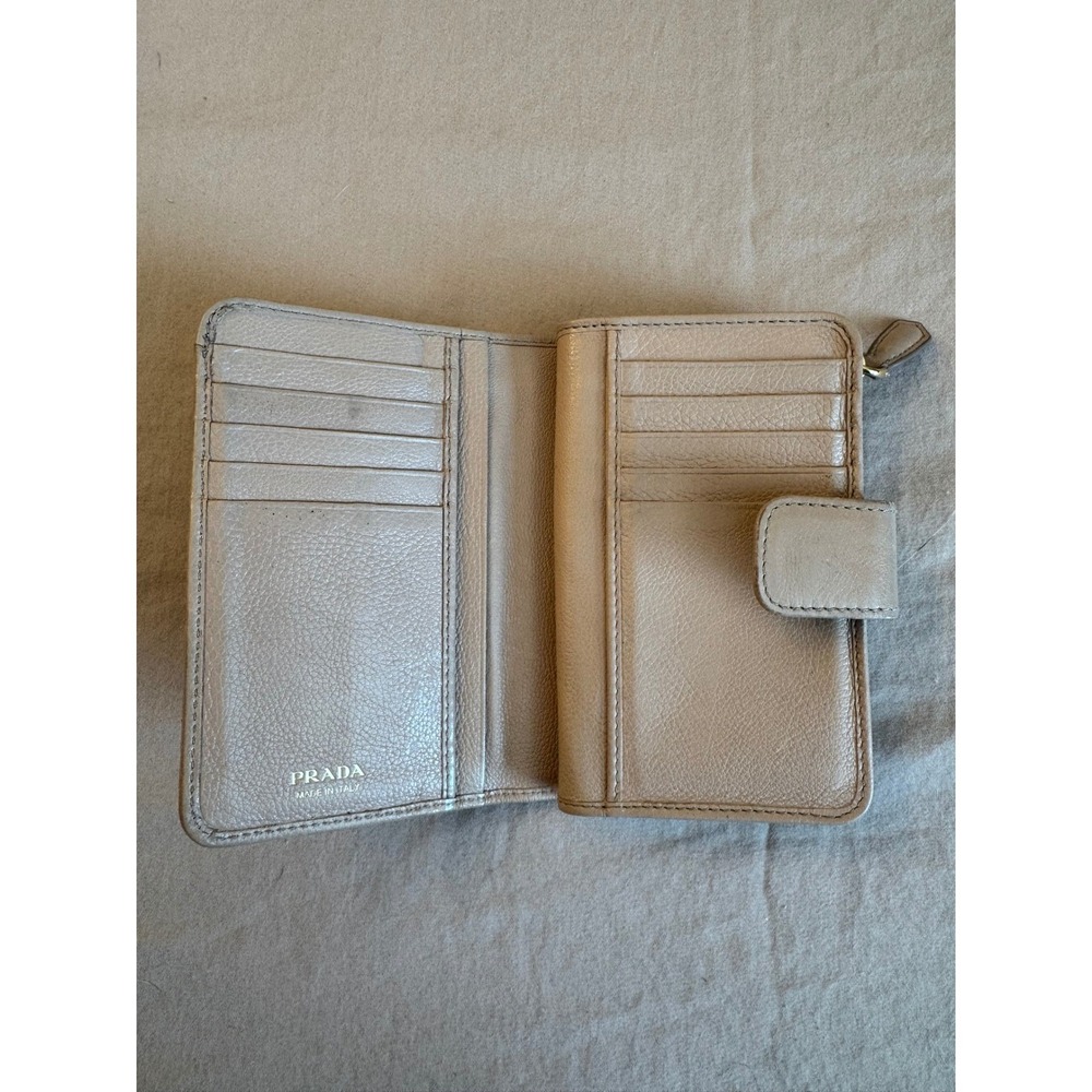 Prada Leather Wallet Bow Authentic Zip Around Coin Purse Original Box - Picture 4 of 13